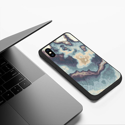 Чехол iPhone XS Max матовый Мраморная текстура / 3D-Черный – фото 3