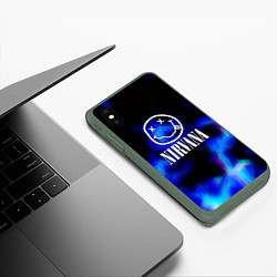 Чехол iPhone XS Max матовый Nirvana flame ghost steel, цвет: 3D-темно-зеленый — фото 2