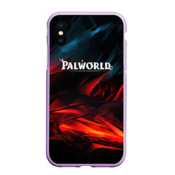 Чехол iPhone XS Max матовый Palworld логотип абстракт на темном фоне, цвет: 3D-сиреневый