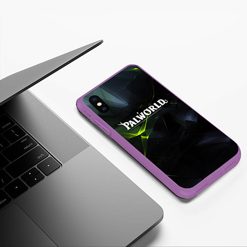 Чехол iPhone XS Max матовый Palworld логотип абстрактный объемный фон / 3D-Фиолетовый – фото 3