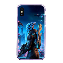 Чехол iPhone XS Max матовый Mass Effect - ai art, цвет: 3D-светло-сиреневый