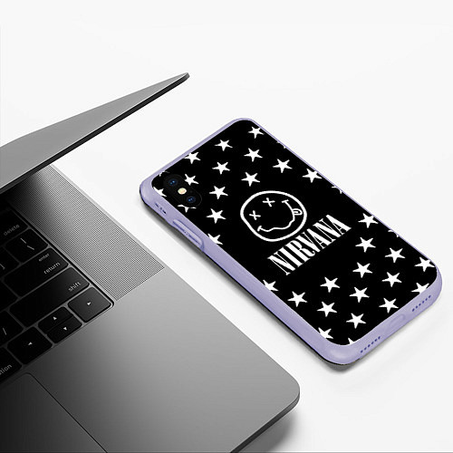 Чехол iPhone XS Max матовый Nirvana stars steel / 3D-Светло-сиреневый – фото 3