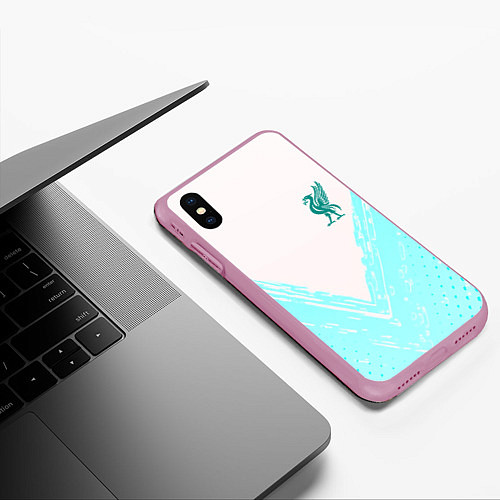 Чехол iPhone XS Max матовый Liverpool logo texture fc / 3D-Розовый – фото 3