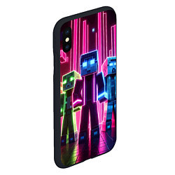 Чехол iPhone XS Max матовый Minecraft characters - neon glow, цвет: 3D-черный — фото 2