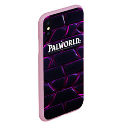 Чехол iPhone XS Max матовый Palworld логотип фиолетовые яркие плиты, цвет: 3D-розовый — фото 2