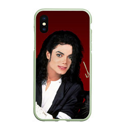 Чехол iPhone XS Max матовый Michael Jackson с пантерой и автографом, цвет: 3D-салатовый