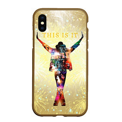 Чехол iPhone XS Max матовый Michael Jackson THIS IS IT - с салютами на золотом, цвет: 3D-коричневый