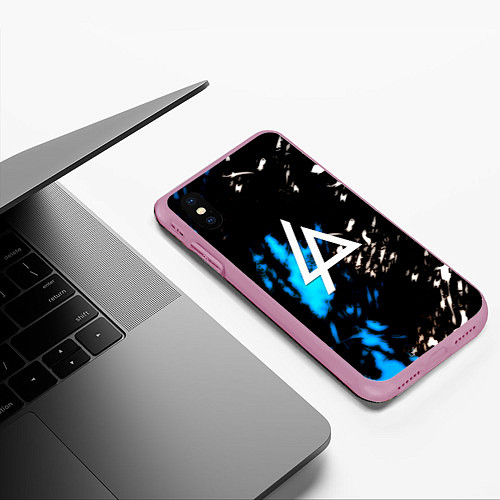 Чехол iPhone XS Max матовый Linkin park холодные краски / 3D-Розовый – фото 3