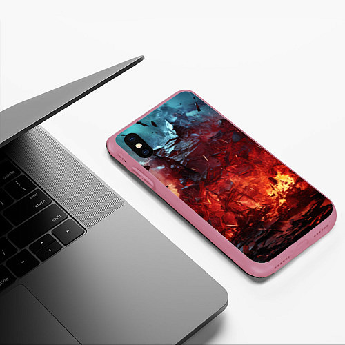 Чехол iPhone XS Max матовый Абстрактный взрыв / 3D-Малиновый – фото 3