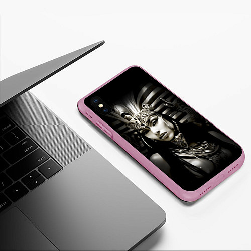 Чехол iPhone XS Max матовый Клеопатра египетская царица / 3D-Розовый – фото 3