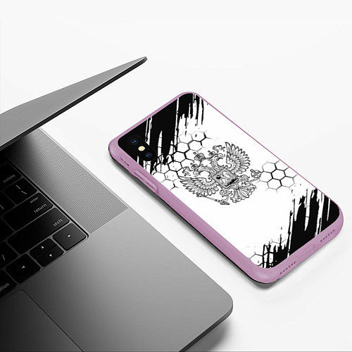 Чехол iPhone XS Max матовый Россия будущего герб / 3D-Сиреневый – фото 3