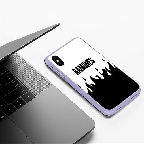 Чехол iPhone XS Max матовый Ramones fire black rock / 3D-Светло-сиреневый – фото 3