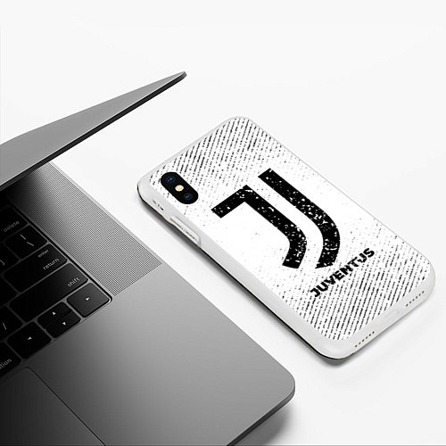 Чехол iPhone XS Max матовый Juventus с потертостями на светлом фоне / 3D-Белый – фото 3
