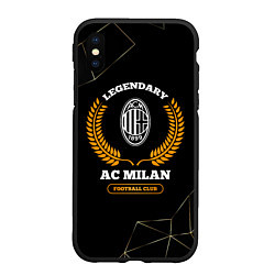 Чехол iPhone XS Max матовый Лого AC Milan и надпись legendary football club на, цвет: 3D-черный