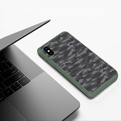 Чехол iPhone XS Max матовый Тёмный камуфляж из рыб, цвет: 3D-темно-зеленый — фото 2