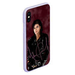 Чехол iPhone XS Max матовый Michael Jackson на бордовом фоне, цвет: 3D-светло-сиреневый — фото 2