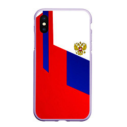 Чехол iPhone XS Max матовый Россия геометрия спортивная, цвет: 3D-светло-сиреневый