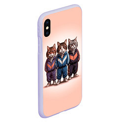 Чехол iPhone XS Max матовый Три полосатых кота в спортивных костюмах пацана, цвет: 3D-светло-сиреневый — фото 2