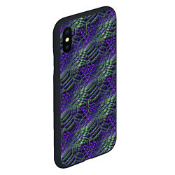 Чехол iPhone XS Max матовый Фиолетово-зеленые ромбики, цвет: 3D-черный — фото 2