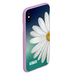 Чехол iPhone XS Max матовый Маргаритка на голубом - WOMAN, цвет: 3D-сиреневый — фото 2