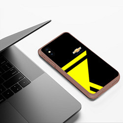 Чехол iPhone XS Max матовый Chevrolet yellow star, цвет: 3D-коричневый — фото 2