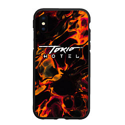 Чехол iPhone XS Max матовый Tokio Hotel red lava, цвет: 3D-черный