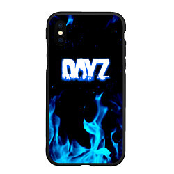 Чехол iPhone XS Max матовый Dayz синий огонь лого, цвет: 3D-черный