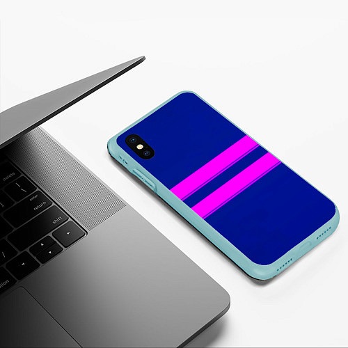 Чехол iPhone XS Max матовый Фриск frisk Undertale полосы / 3D-Мятный – фото 3