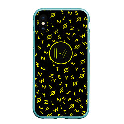 Чехол iPhone XS Max матовый Twenty one pilots pattern rock yellow, цвет: 3D-мятный