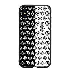 Чехол iPhone XS Max матовый Genshin Impact - black and white, цвет: 3D-черный