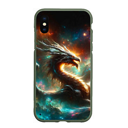 Чехол iPhone XS Max матовый The incredible space dragon, цвет: 3D-темно-зеленый