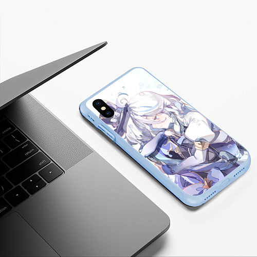 Чехол iPhone XS Max матовый Genshin Impact Furina hugs / 3D-Голубой – фото 3