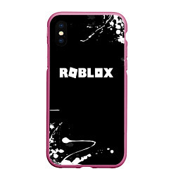 Чехол iPhone XS Max матовый Roblox текстура краски белые, цвет: 3D-малиновый