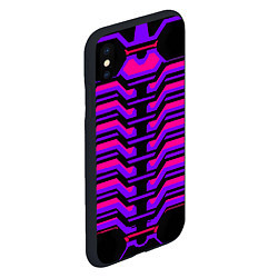 Чехол iPhone XS Max матовый Киберпанк броня фиолетовая v1, цвет: 3D-черный — фото 2