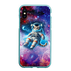 Чехол iPhone XS Max матовый The cat is a brave cosmonaut - ai art, цвет: 3D-мятный