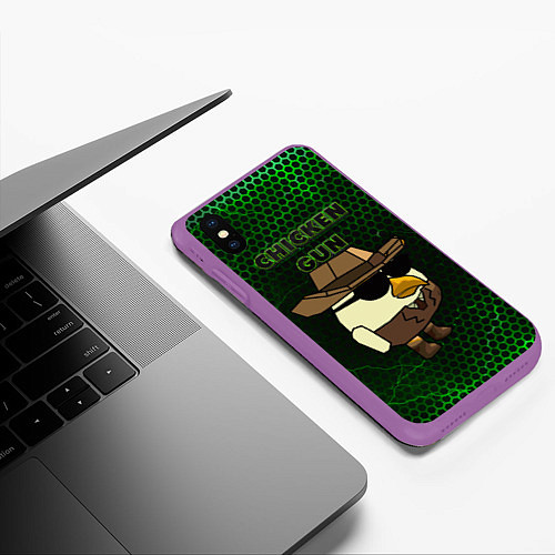 Чехол iPhone XS Max матовый Chicken gun green / 3D-Фиолетовый – фото 3