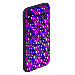 Чехол iPhone XS Max матовый Фиолетовый узор и чёрная обводка, цвет: 3D-черный — фото 2
