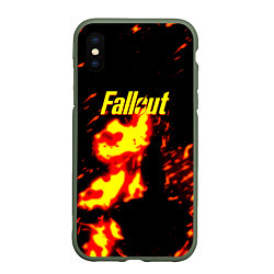 Чехол iPhone XS Max матовый Fallout огнненое лого, цвет: 3D-темно-зеленый