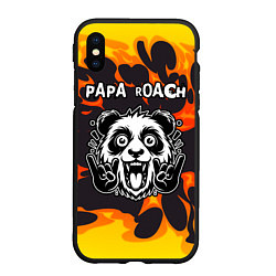Чехол iPhone XS Max матовый Papa Roach рок панда и огонь, цвет: 3D-черный