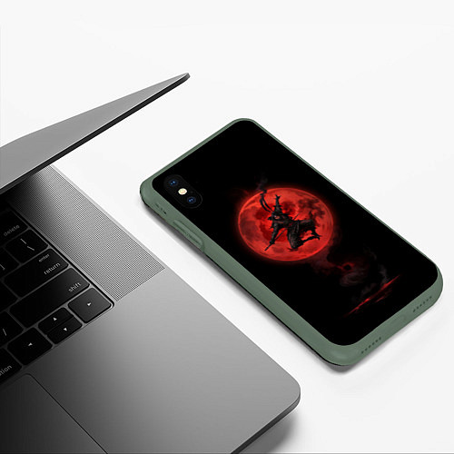Чехол iPhone XS Max матовый Ниндзя кровавой луны / 3D-Темно-зеленый – фото 3