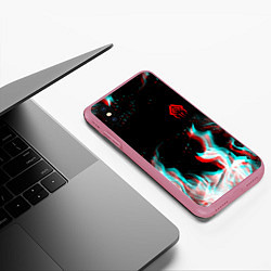 Чехол iPhone XS Max матовый Warframe огонь глитч, цвет: 3D-малиновый — фото 2