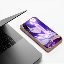 Чехол iPhone XS Max матовый Genshin Impact Эи Райден fight, цвет: 3D-коричневый — фото 2