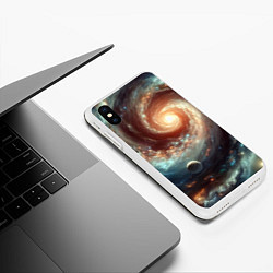 Чехол iPhone XS Max матовый Далёкая неоновая галактика - нейросеть, цвет: 3D-белый — фото 2