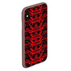 Чехол iPhone XS Max матовый Красная техно-броня на чёрном фоне, цвет: 3D-коричневый — фото 2