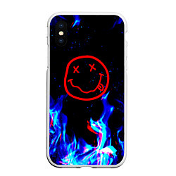 Чехол iPhone XS Max матовый Nirvana flame, цвет: 3D-белый