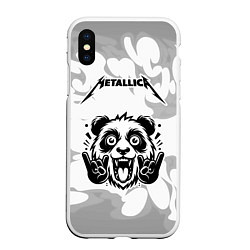 Чехол iPhone XS Max матовый Metallica рок панда на светлом фоне, цвет: 3D-белый