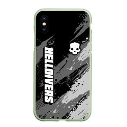 Чехол iPhone XS Max матовый Helldivers 2: Skull Logo, цвет: 3D-салатовый