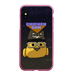 Чехол iPhone XS Max матовый Chicken gun space, цвет: 3D-малиновый