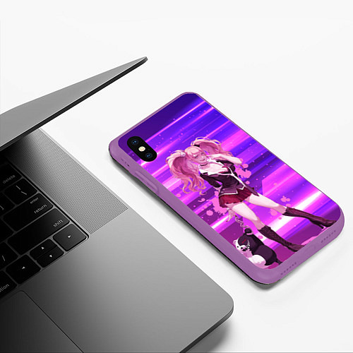 Чехол iPhone XS Max матовый Джунко Эношима из Данганронпы / 3D-Фиолетовый – фото 3