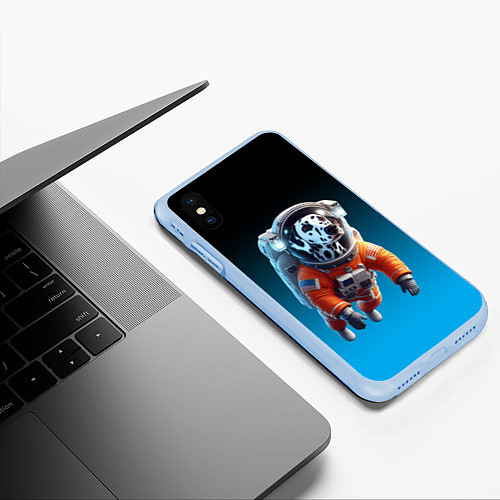 Чехол iPhone XS Max матовый Далматинец космонавт в открытом космосе / 3D-Голубой – фото 3